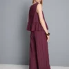 Camisola sem mangas com bainha peplum às riscas