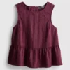 Camisola sem mangas com bainha peplum às riscas