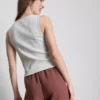 Camisola sem mangas com botões, rica em algodão