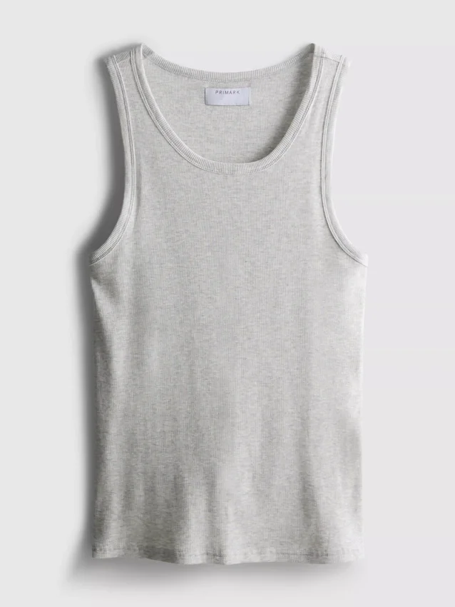 Camisola sem mangas com canelado