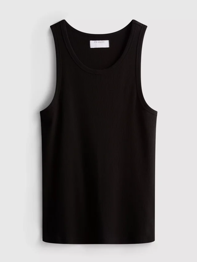 Camisola sem mangas com canelado