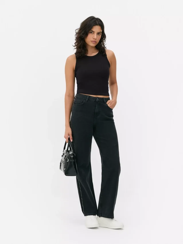 Camisola sem mangas com costas em estilo nadador e canelado