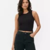 Camisola sem mangas com costas em estilo nadador e canelado