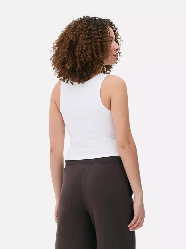 Camisola sem mangas com costas em estilo nadador e canelado