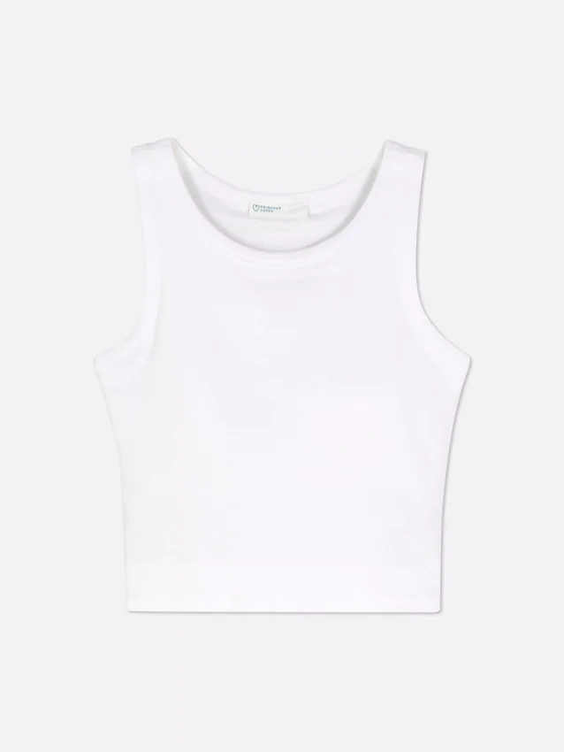 Camisola sem mangas com costas em estilo nadador e canelado