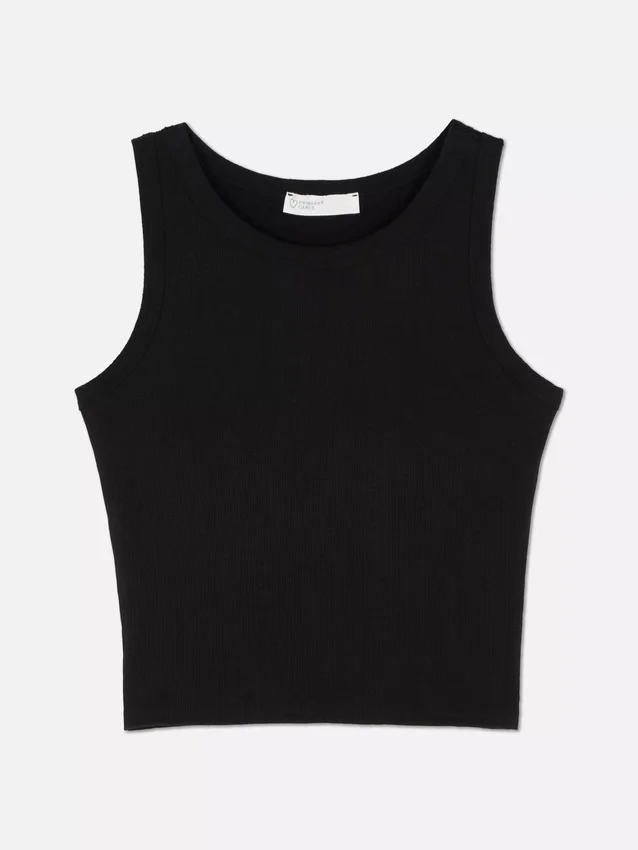 Camisola sem mangas com costas em estilo nadador e canelado