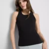 Camisola sem mangas com costas em forma de «racerback» e canelado, rica em algodão