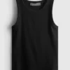 Camisola sem mangas com costas em forma de «racerback» e canelado, rica em algodão