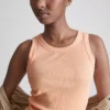 Camisola sem mangas com costas em forma de «racerback» em tecido canelado com elevada proporção de algodão