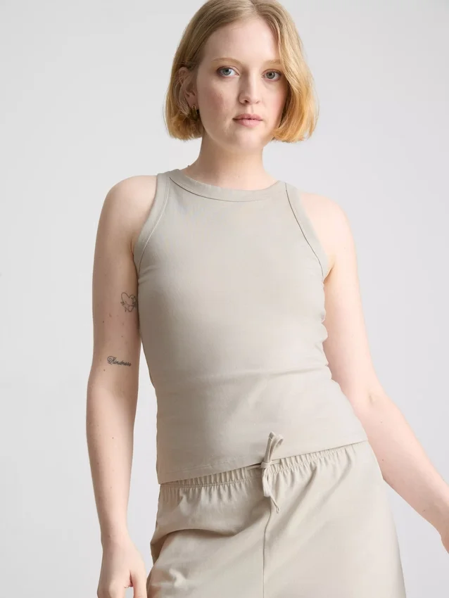 Camisola sem mangas com costas em Y em algodão