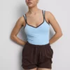 Camisola sem mangas com decote em coração, rica em algodão