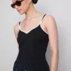 Camisola sem mangas com decote em coração, rica em algodão