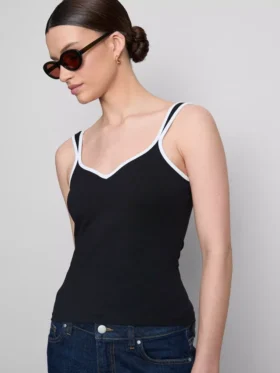 Camisola sem mangas com decote em coração, rica em algodão