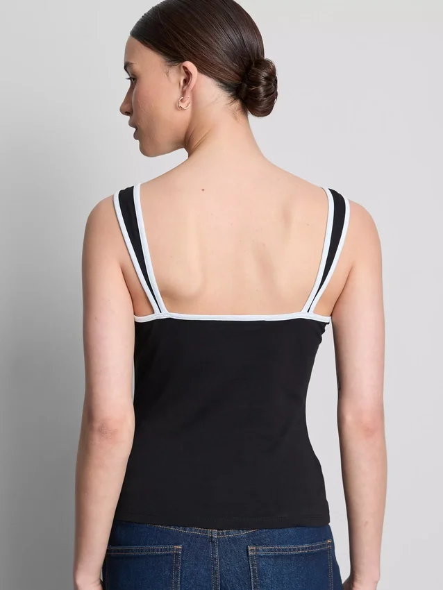 Camisola sem mangas com decote em coração, rica em algodão
