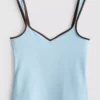 Camisola sem mangas com decote em coração, rica em algodão