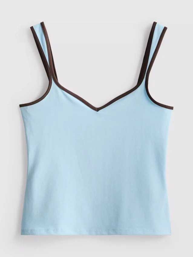 Camisola sem mangas com decote em coração, rica em algodão