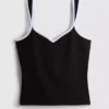 Camisola sem mangas com decote em coração, rica em algodão