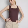 Camisola sem mangas com decote quadrado