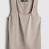 Camisola sem mangas com decote quadrado