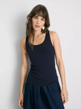 Camisola sem mangas com decote redondo