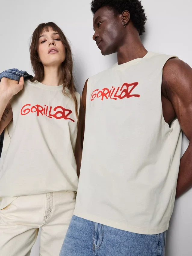 Camisola sem mangas com estampado dos Gorillaz