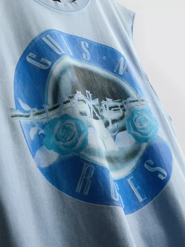 Camisola sem mangas com estampado dos Guns N' Roses