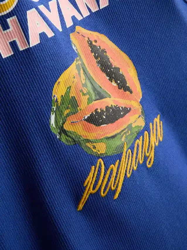 Camisola sem mangas com estampado, em malha canelada com elevado teor de algodão