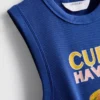 Camisola sem mangas com estampado, em malha canelada com elevado teor de algodão