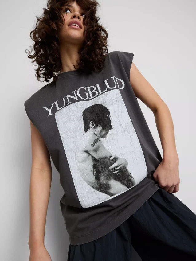 Camisola sem mangas com estampado Yungblud em algodão