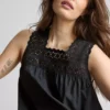 Camisola sem mangas com inserção bordada