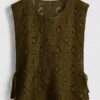 Camisola sem mangas com laço lateral em croché