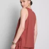 Camisola sem mangas com laço lateral texturado