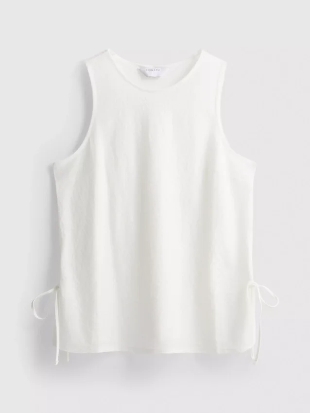 Camisola sem mangas com laço lateral texturado