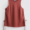 Camisola sem mangas com laço lateral texturado