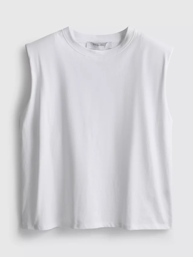 Camisola sem mangas com ombros acolchoados