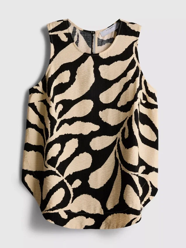 Camisola sem mangas comprida estampada