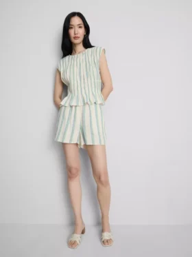 Camisola sem mangas de algodão com franzido