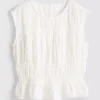Camisola sem mangas de algodão com franzido