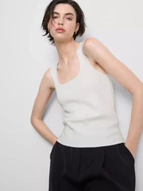 Camisola sem mangas de malha com decote quadrado