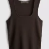 Camisola sem mangas de malha com decote quadrado