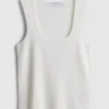 Camisola sem mangas de malha com decote quadrado