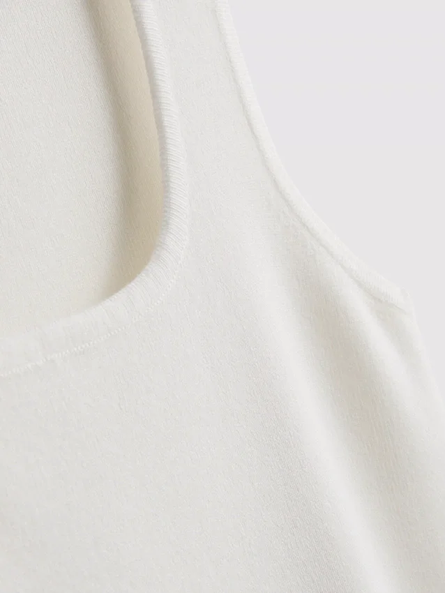 Camisola sem mangas de malha com decote quadrado