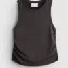 Camisola sem mangas desportiva com franzido