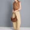 Camisola sem mangas em malha com ponto curvo