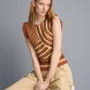 Camisola sem mangas em malha com ponto curvo