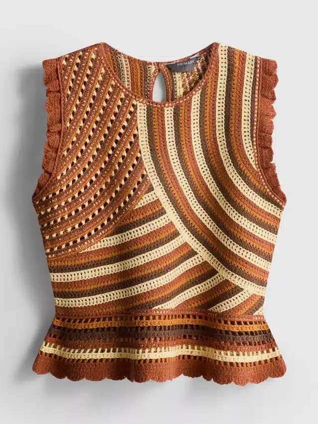 Camisola sem mangas em malha com ponto curvo