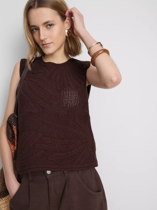 Camisola sem mangas em malha de croché da The Edit