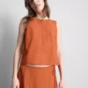 Camisola sem mangas em mistura de algodão