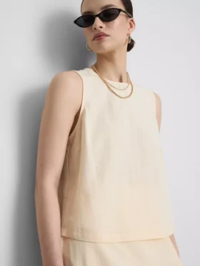 Camisola sem mangas em mistura de algodão