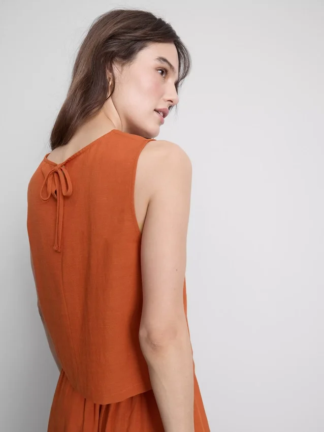 Camisola sem mangas em mistura de algodão